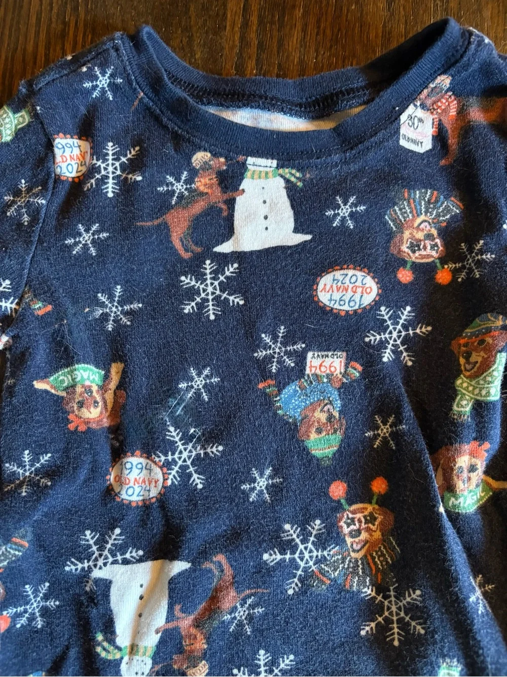 3T Old Navy Blue Christmas Dog & Snowflake Pajama Set